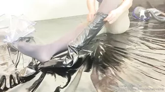 NANA Transparent raincoat and swimsuit tape bondage orgasm