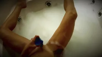 Blue Dildo Masturbation in Jacuzzi