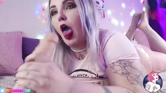 Cute girl with silver hair sucks your cock with appetite