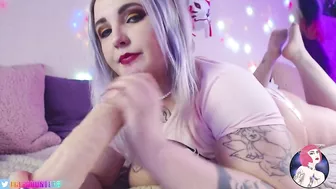 Cute girl with silver hair sucks your cock with appetite