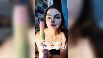 Eating ice-cream in polka dot bra and pussycat panties. Part 1