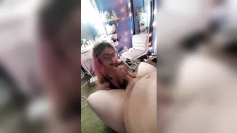 ** POV BLOWJOB** Cute tattooed emo girl gagging on cock