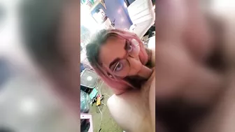 ** POV BLOWJOB** Cute tattooed emo girl gagging on cock