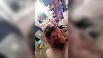 ** POV BLOWJOB** Cute tattooed emo girl gagging on cock