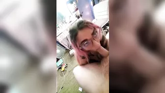 ** POV BLOWJOB** Cute tattooed emo girl gagging on cock