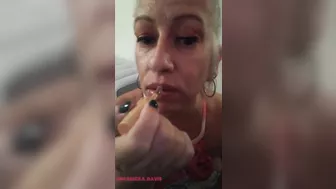 Lipstick and tasting sweet mature pussy