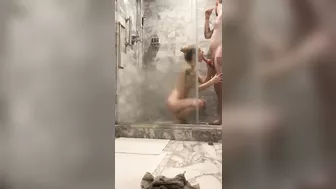 Boyfriend gets suprise shower blowjob