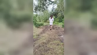 Anna Perv walking in wood.... she pee in panties