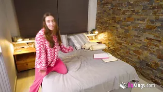 18yo babe becomes a pornstar by filming herself seducing her study-buddy