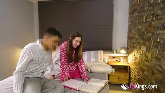 18yo babe becomes a pornstar by filming herself seducing her study-buddy