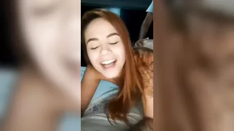 Hot redhead ordering pizza while taking cock