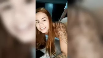 Hot redhead ordering pizza while taking cock