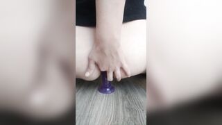 I put my finger in the ass and sit deep on the dildo