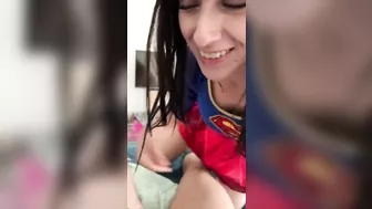 Supergirl sucks your dick , cum on her pussy