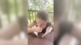 She gives sloppy BBC on the balcony until I nut