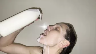 Milk Shower - Cold Freezing Milk poured over my naked body