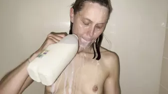 Milk Shower - Cold Freezing Milk poured over my naked body