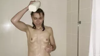 Milk Shower - Cold Freezing Milk poured over my naked body