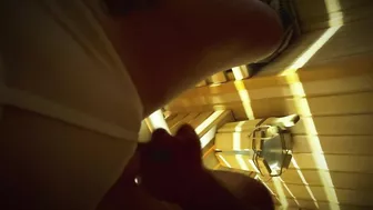 Fingering Pierced Pussy in Sauna