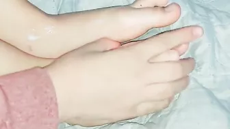 Teen half sister puts on foot cream delicious