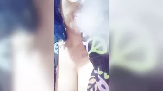 Sexy Smoker Spit Play Big Tits Pop Out On Live Stream