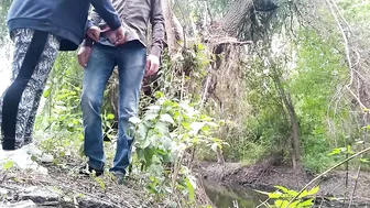 MILF stepmom takes care of stepson in nature