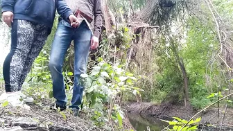 MILF stepmom takes care of stepson in nature