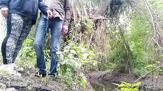 MILF stepmom takes care of stepson in nature