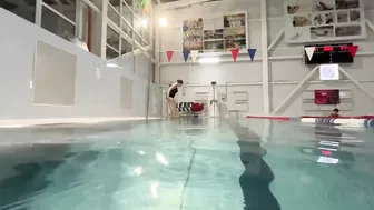 cutie swims in the pool