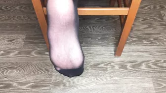 GIRL IN NYLON BLACK SOCKS FEET WORSHIP POV