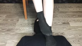 student in dirty black socks smelling foot fetish domination pov