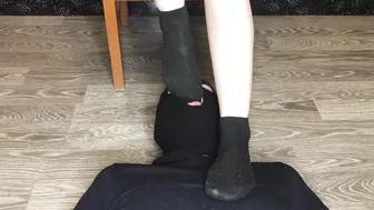 student in dirty black socks smelling foot fetish domination pov