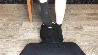 student in dirty black socks smelling foot fetish domination pov