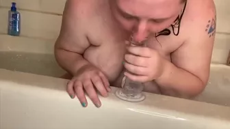 BBW Has Fun With Her Dildo In The Shower