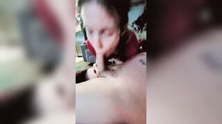 Sexy tattooed milf sucks his dick so good he was frozen after he nuts in her mouth
