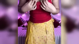 Desi indian girl dancing on video call with her boyfriend