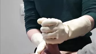 Household gloves handjob