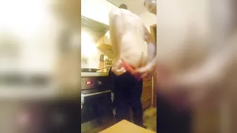 Sport boy fucked bareback in the kitchen