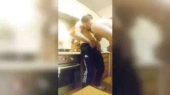 Sport boy fucked bareback in the kitchen