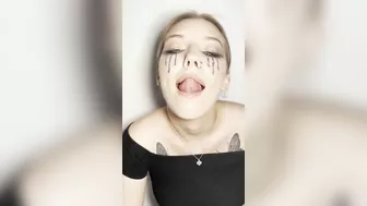 Sloppy ahegao by girl with braces. Spit fetish