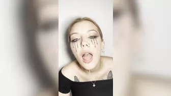 Sloppy ahegao by girl with braces. Spit fetish