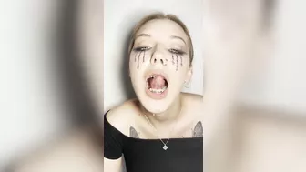 Sloppy ahegao by girl with braces. Spit fetish