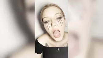 Sloppy ahegao by girl with braces. Spit fetish