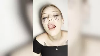 Sloppy ahegao by girl with braces. Spit fetish