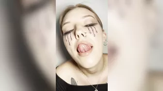 Sloppy ahegao by girl with braces. Spit fetish