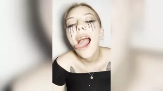 Sloppy ahegao by girl with braces. Spit fetish