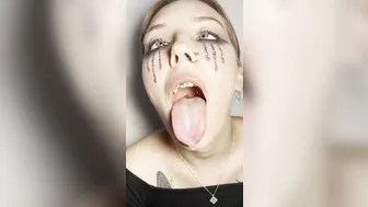 Sloppy ahegao by girl with braces. Spit fetish