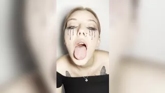 Sloppy ahegao by girl with braces. Spit fetish