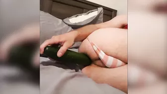 sissy wearing his GF's cloths while training his ass hole to be elastic as SOON as she leaves .