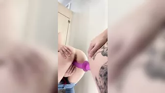 Naughty dildo fuck in public changeroom